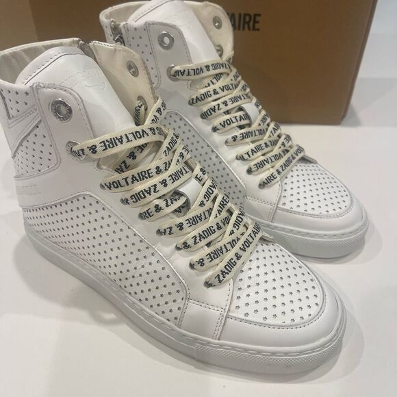$398 Zadig & Voltaire ZV1747 High Flash Smooth Sneakers New - Picture 7 of 14